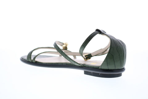 Bruno Magli Febe Womens Green Leather Strap Flats Shoes