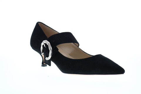 Bruno Magli Kamila Womens Black Suede Heels Strap Shoes