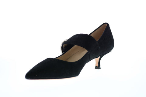 Bruno Magli Kamila Womens Black Suede Heels Strap Shoes