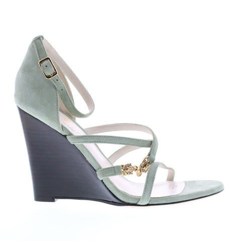 Bruno Magli Kandice Womens Green Suede Heels Strap Wedges Shoes