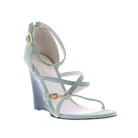 Bruno Magli Kandice Womens Green Suede Heels Strap Wedges Shoes