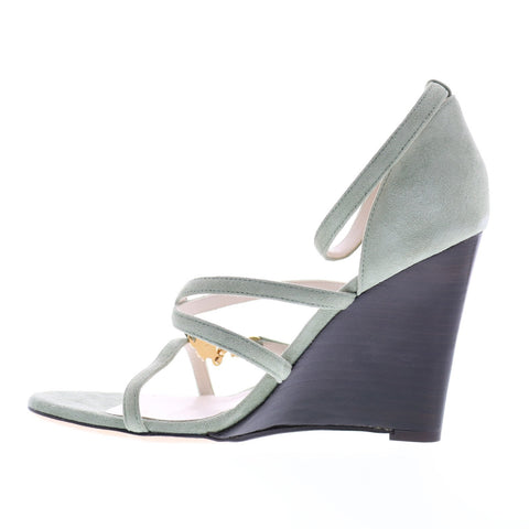 Bruno Magli Kandice Womens Green Suede Heels Strap Wedges Shoes
