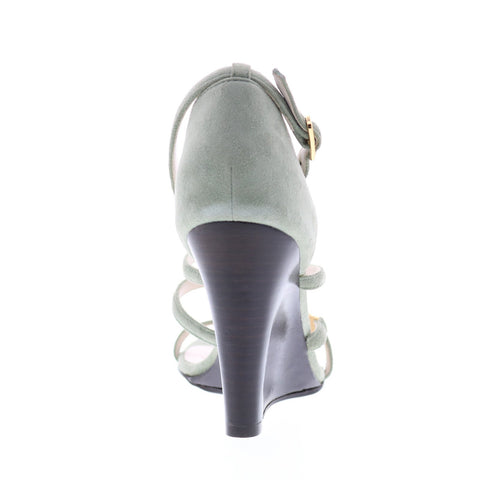 Bruno Magli Kandice Womens Green Suede Heels Strap Wedges Shoes