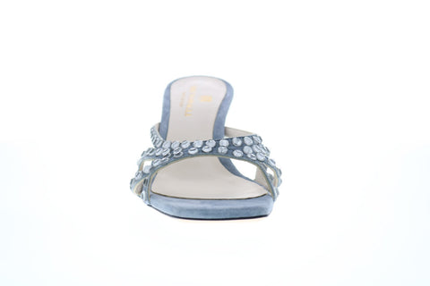 Bruno Magli Luce Womens Blue Suede Slip On Slides Sandals Shoes