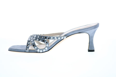 Bruno Magli Luce Womens Blue Suede Slip On Slides Sandals Shoes