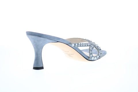 Bruno Magli Luce Womens Blue Suede Slip On Slides Sandals Shoes