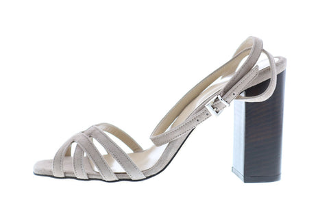 Bruno Magli Olga Womens Beige Suede Heels Strap Shoes