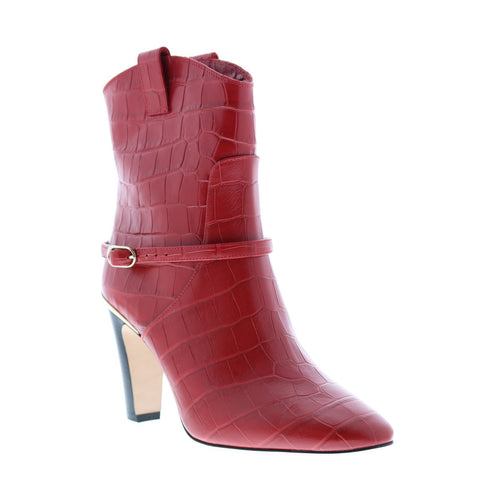 Bruno Magli Vale Womens Red Synthetic Slip On Casual Dress Boots