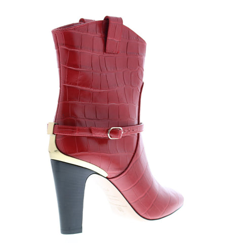 Bruno Magli Vale Womens Red Synthetic Slip On Casual Dress Boots