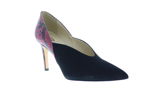 Bruno Magli Ale Womens Black Suede Slip On Heels Pumps Shoes