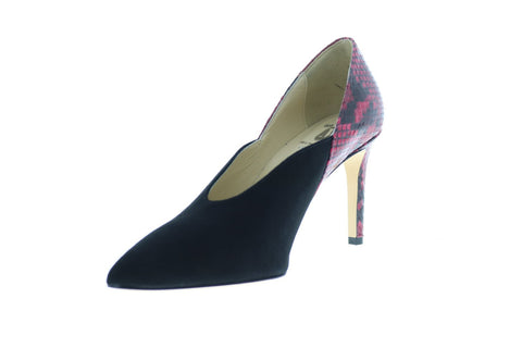 Bruno Magli Ale Womens Black Suede Slip On Heels Pumps Shoes