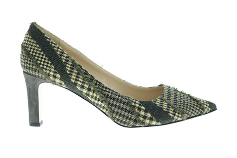 Bruno Magli Ashley Womens Green Canvas Heels Slip On Pumps Shoes