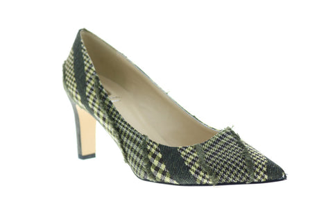 Bruno Magli Ashley Womens Green Canvas Heels Slip On Pumps Shoes