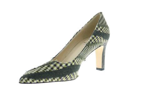 Bruno Magli Ashley Womens Green Canvas Heels Slip On Pumps Shoes