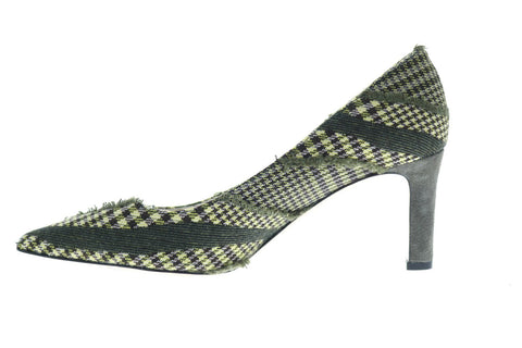Bruno Magli Ashley Womens Green Canvas Heels Slip On Pumps Shoes