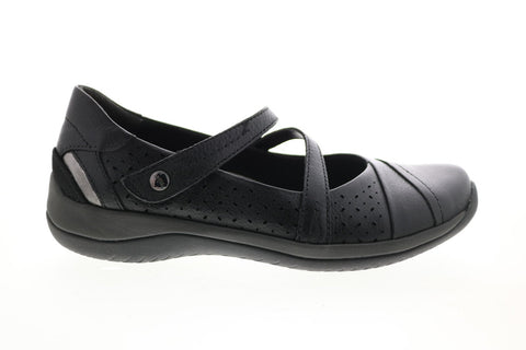 Earth Inc. Newton Mary Jane Flat Womens Black Leather Mary Jane Flats Shoes