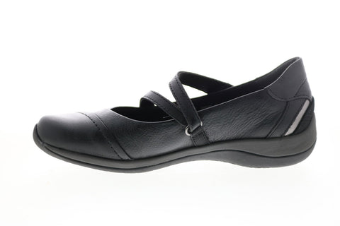 Earth Inc. Newton Mary Jane Flat Womens Black Leather Mary Jane Flats Shoes