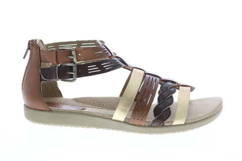 Earth Origins Nicole Womens Brown Wide Leather Strap Gladiator Sandals Shoes