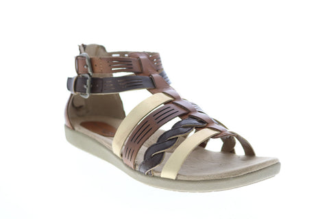 Earth Origins Nicole Womens Brown Wide Leather Strap Gladiator Sandals Shoes