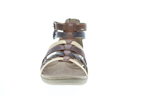 Earth Origins Nicole Womens Brown Wide Leather Strap Gladiator Sandals Shoes