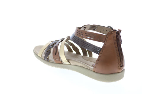 Earth Origins Nicole Womens Brown Wide Leather Strap Gladiator Sandals Shoes