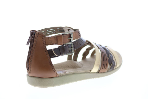 Earth Origins Nicole Womens Brown Wide Leather Strap Gladiator Sandals Shoes