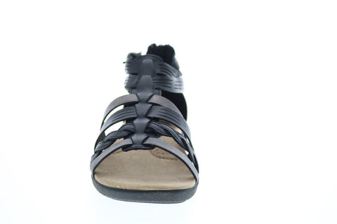 Earth Origins Nicole Womens Black Wide Leather Strap Gladiator Sandals Shoes