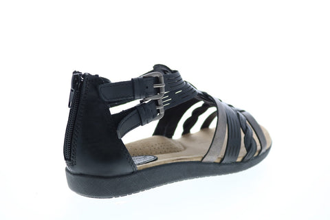 Earth Origins Nicole Womens Black Wide Leather Strap Gladiator Sandals Shoes