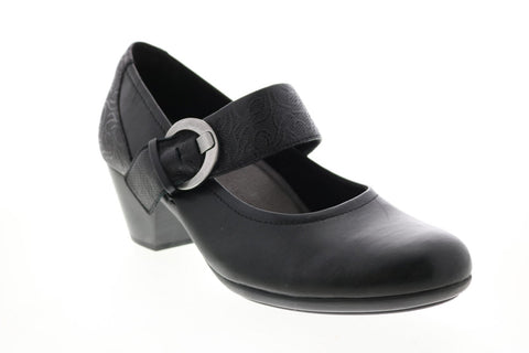 Earth Inc. Noble Leather Womens Black Wide Leather Mary Jane Flats Shoes