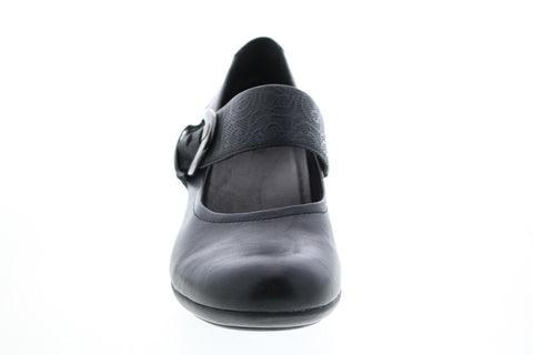 Earth Inc. Noble Leather Womens Black Wide Leather Mary Jane Flats Shoes