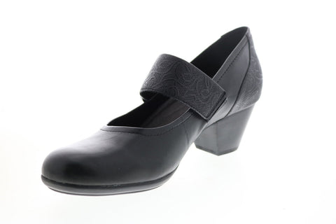 Earth Inc. Noble Leather Womens Black Leather Mary Jane Flats Shoes