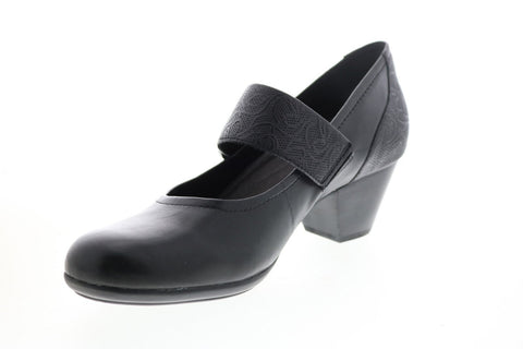 Earth Inc. Noble Leather Womens Black Wide Leather Mary Jane Flats Shoes