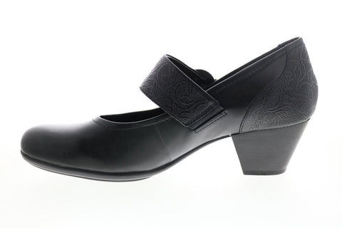 Earth Inc. Noble Leather Womens Black Leather Mary Jane Flats Shoes