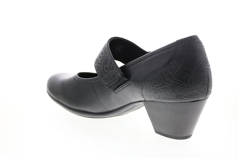 Earth Inc. Noble Leather Womens Black Wide Leather Mary Jane Flats Shoes