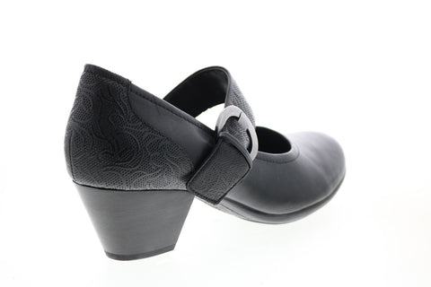 Earth Inc. Noble Leather Womens Black Wide Leather Mary Jane Flats Shoes