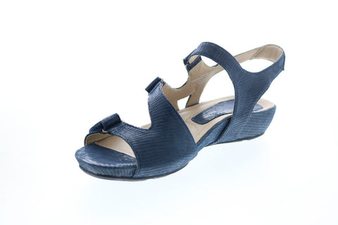 Earthies Nova NOVA-NVY Womens Blue Leather Slingback Sandals Shoes