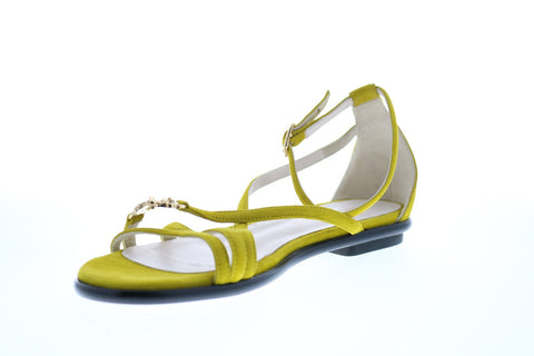 Bruno Magli Febe-B Womens Yellow Suede Strap Flats Shoes