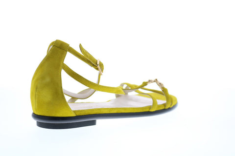 Bruno Magli Febe-B Womens Yellow Suede Strap Flats Shoes