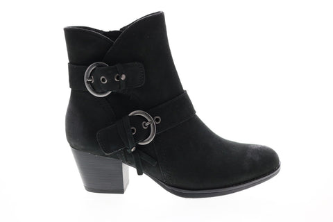 Earth Inc. Olive Boot Womens Black Suede Zipper Ankle & Booties Boots