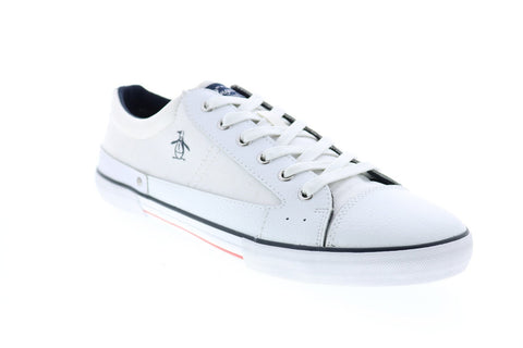Penguin Que OP100237 Mens White Canvas Lace Up Lifestyle Sneakers Shoes