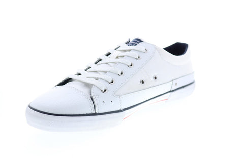 Penguin Que OP100237 Mens White Canvas Lace Up Lifestyle Sneakers Shoes