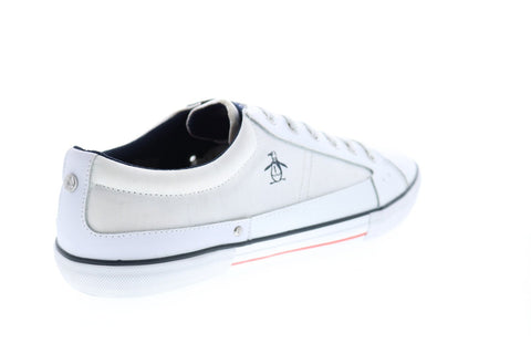 Penguin Que OP100237 Mens White Canvas Lace Up Lifestyle Sneakers Shoes