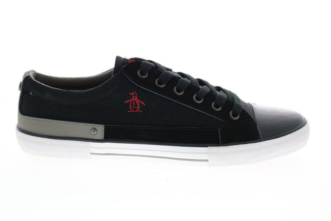 Penguin Que OP100240 Mens Black Canvas Lace Up Lifestyle Sneakers Shoes