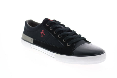 Penguin Que OP100240 Mens Black Canvas Lace Up Lifestyle Sneakers Shoes