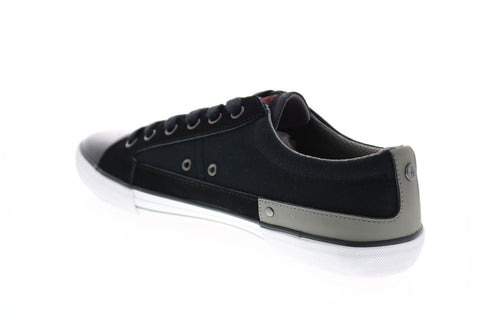 Penguin Que OP100240 Mens Black Canvas Lace Up Lifestyle Sneakers Shoes