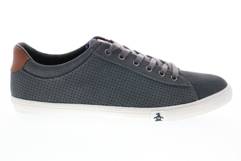 Penguin Dan OP100585M Mens Gray Suede Lace Up Lifestyle Sneakers Shoes