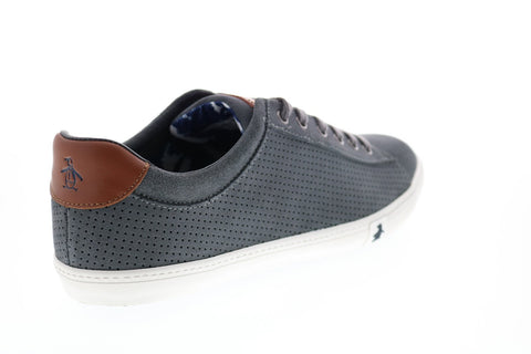 Penguin Dan OP100585M Mens Gray Suede Lace Up Lifestyle Sneakers Shoes