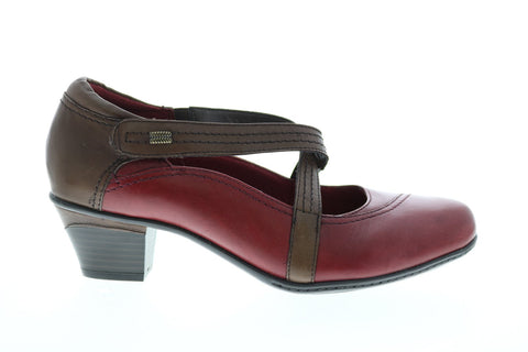 Earth Inc. Passage Leather Womens Red Leather Slip On Mary Jane Flats Shoes
