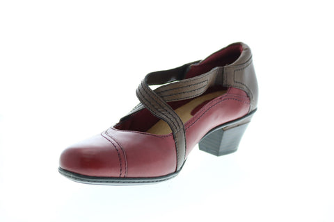 Earth Inc. Passage Leather Womens Red Leather Slip On Mary Jane Flats Shoes