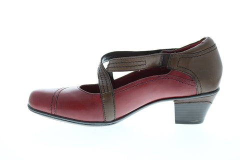 Earth Inc. Passage Leather Womens Red Leather Slip On Mary Jane Flats Shoes